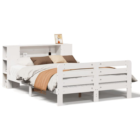 vidaXL Bed Frame without Mattress White 120x190 cm Small Double Solid Wood Pine