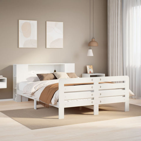 vidaXL Bed Frame without Mattress White 140x190 cm Solid Wood Pine