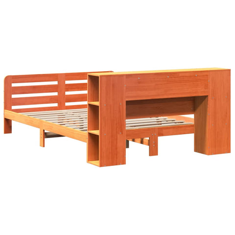 vidaXL Bed Frame without Mattress Wax Brown 140x190 cm Solid Wood Pine