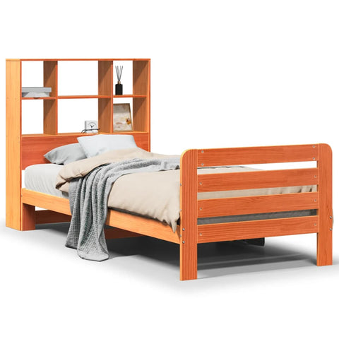 vidaXL Bed Frame without Mattress Wax Brown 90x190 cm Single Solid Wood Pine