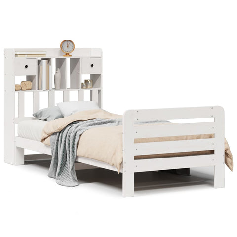 vidaXL Bookcase Bed without Mattress White 90x200 cm Solid Wood Pine