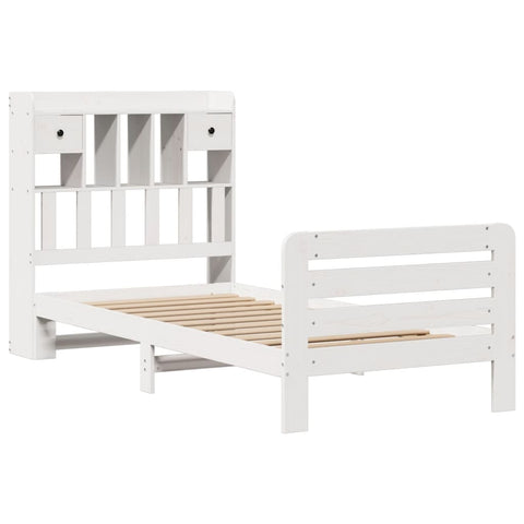 vidaXL Bookcase Bed without Mattress White 90x200 cm Solid Wood Pine