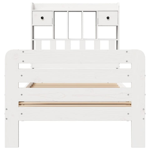 vidaXL Bookcase Bed without Mattress White 90x200 cm Solid Wood Pine