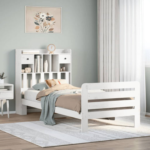 vidaXL Bookcase Bed without Mattress White 90x200 cm Solid Wood Pine