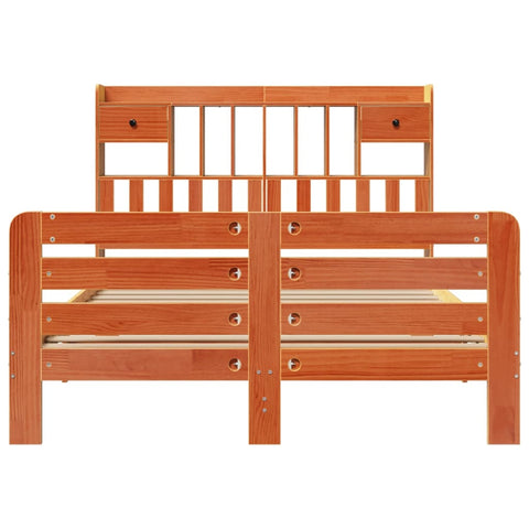 vidaXL Bookcase Bed without Mattress Wax Brown 140x200 cm Solid Wood Pine