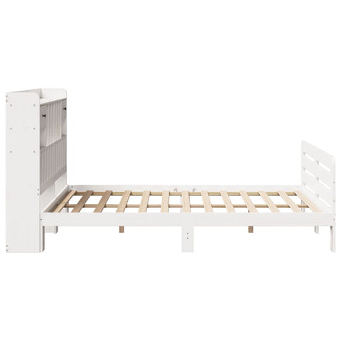 vidaXL Bookcase Bed without Mattress White 150x200 cm King Size Solid Wood Pine