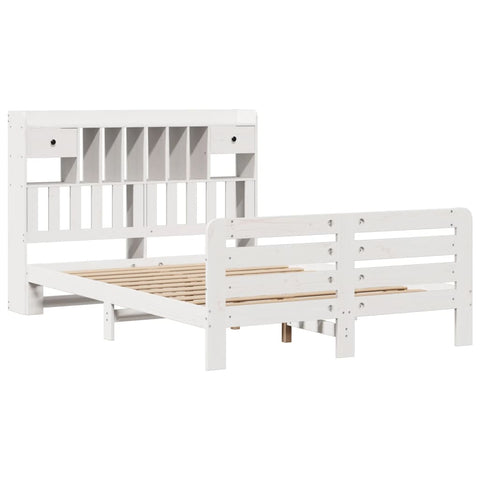 vidaXL Bookcase Bed without Mattress White 160x200 cm Solid Wood Pine