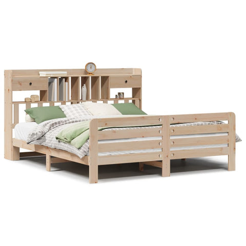 vidaXL Bookcase Bed without Mattress 180x200 cm Super King Solid Wood Pine