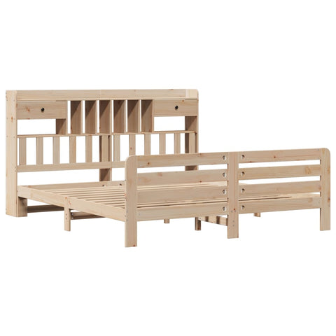 vidaXL Bookcase Bed without Mattress 180x200 cm Super King Solid Wood Pine