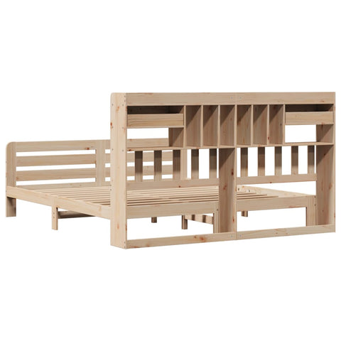 vidaXL Bookcase Bed without Mattress 180x200 cm Super King Solid Wood Pine