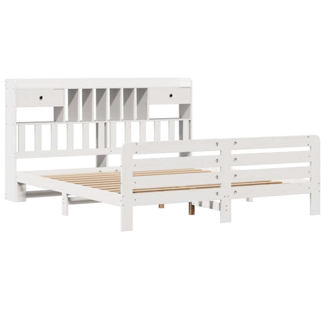 vidaXL Bookcase Bed without Mattress White 180x200 cm Super King Solid Wood Pine