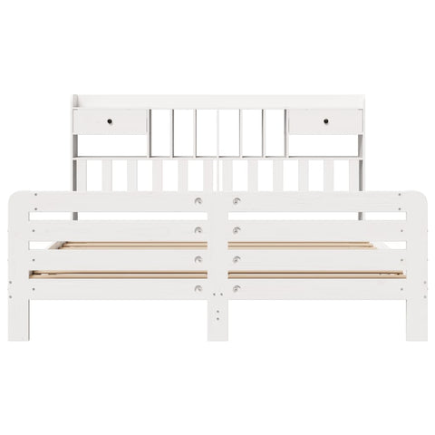 vidaXL Bookcase Bed without Mattress White 180x200 cm Super King Solid Wood Pine