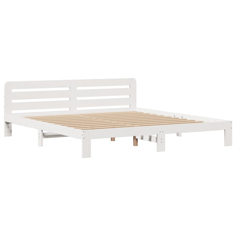 vidaXL Bookcase Bed without Mattress White 180x200 cm Super King Solid Wood Pine