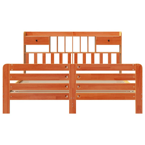 vidaXL Bookcase Bed without Mattress Wax Brown 180x200 cm Super King Solid Wood Pine