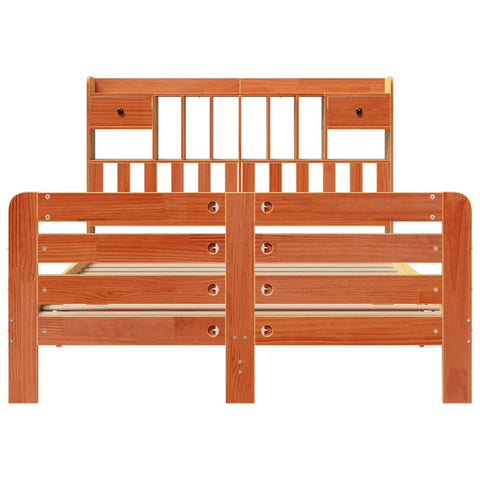 vidaXL Bookcase Bed without Mattress Wax Brown 140x190 cm Solid Wood Pine