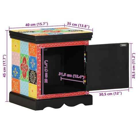 vidaXL Bedside Cabinet Multicolour 40x35x45 cm Solid Wood Mango