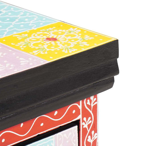 vidaXL Bedside Table Multicolor with red, green, and yellow tiles