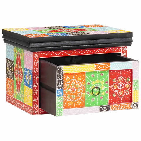 vidaXL Bedside Table Multicolor with red, green, and yellow tiles