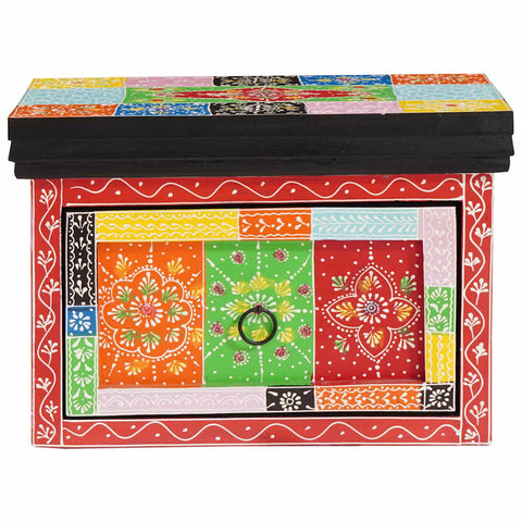 vidaXL Bedside Table Multicolor with red, green, and yellow tiles