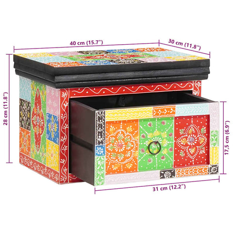 vidaXL Bedside Table Multicolor with red, green, and yellow tiles