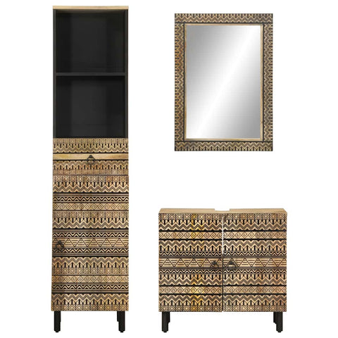 vidaXL 3 Piece Bathroom Furniture Set Solid Wood Mango