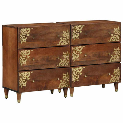 vidaXL Sideboard 2 pcs Honey brown 60 x 33.5 x 75 cm Solid Mango wood