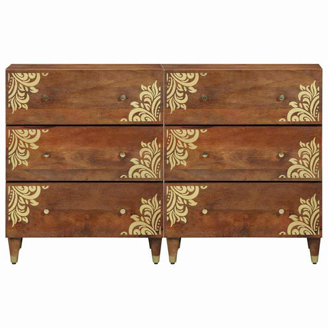 vidaXL Sideboard 2 pcs Honey brown 60 x 33.5 x 75 cm Solid Mango wood