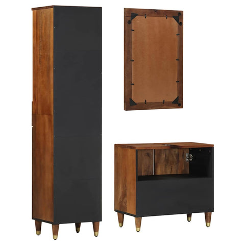 vidaXL Bathroom Furniture Set Wall-mounted 3 pcs Brown 62 x 33 x 58 cm