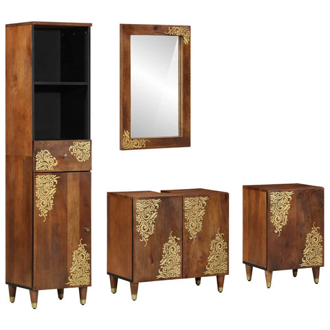 vidaXL Bathroom Furniture Set Wall-mounted 4 pcs Brown 62 x 33 x 58 cm