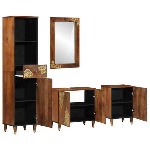 vidaXL Bathroom Furniture Set Wall-mounted 4 pcs Brown 62 x 33 x 58 cm
