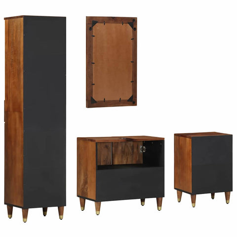 vidaXL Bathroom Furniture Set Wall-mounted 4 pcs Brown 62 x 33 x 58 cm