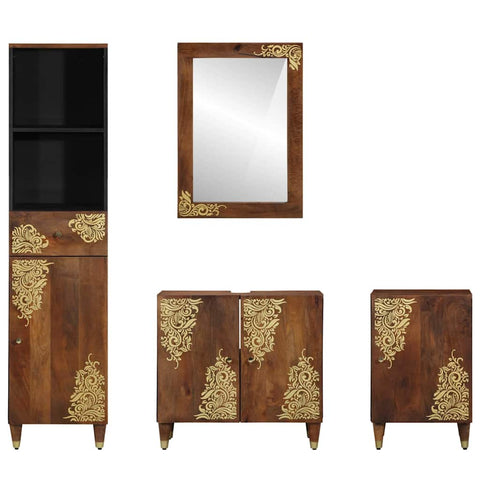 vidaXL Bathroom Furniture Set Wall-mounted 4 pcs Brown 62 x 33 x 58 cm