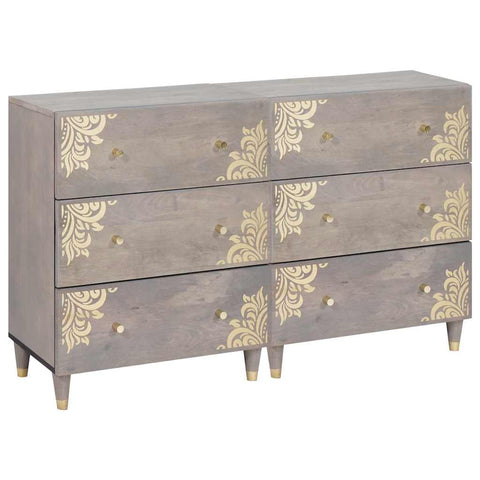 vidaXL Sideboard 2 pcs Grey 60 x 33.5 x 75 cm Solid Mango wood
