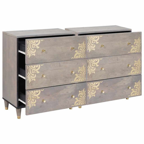 vidaXL Sideboard 2 pcs Grey 60 x 33.5 x 75 cm Solid Mango wood