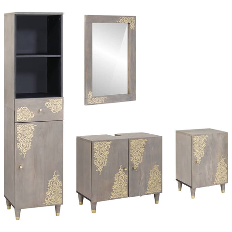 vidaXL Bathroom Furniture Set with Drawer 4 pcs Grey 62 x 33 x 58 cm