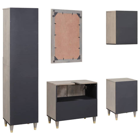 vidaXL Bathroom Furniture Set with Drawer 5 pcs Grey 62 x 33 x 58 cm