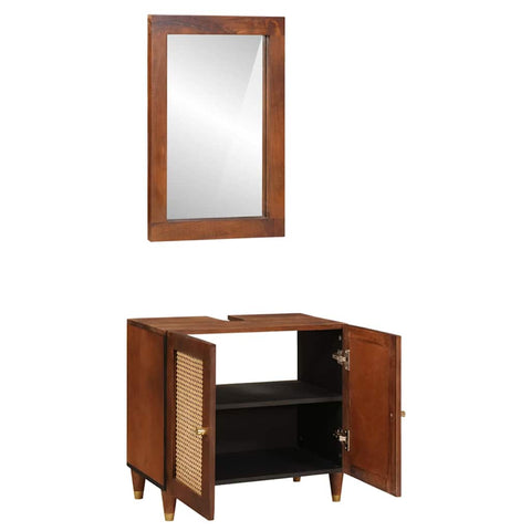 Bathroom Furniture with Drawer 2 pcs 62 x 33 x 58 cm Solid Mango Wood