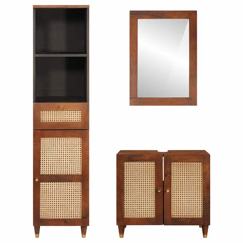 Bathroom Furniture with Door 3 pcs 38 x 33 x 160 cm Solid Mango Wood