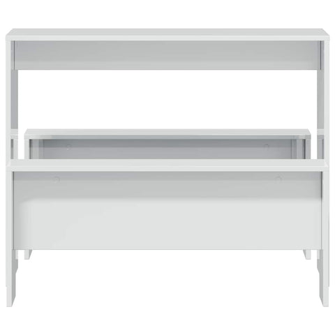 vidaXL 3 Piece Dining Table and Bench set High Gloss White Engineered Wood