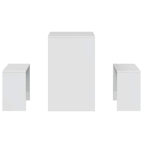 vidaXL 3 Piece Dining Table and Bench set High Gloss White Engineered Wood