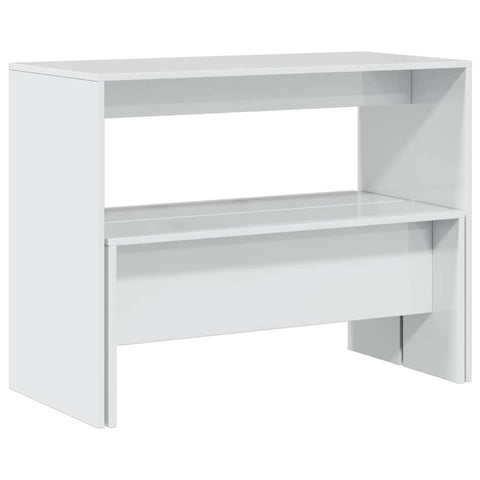 vidaXL 3 Piece Dining Table and Bench set High Gloss White Engineered Wood