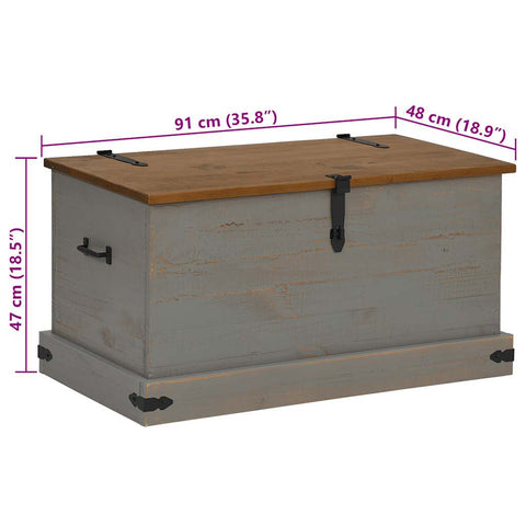 vidaXL Storage Chest HALDEN Grey 91x48x47 cm Solid Wood Pine