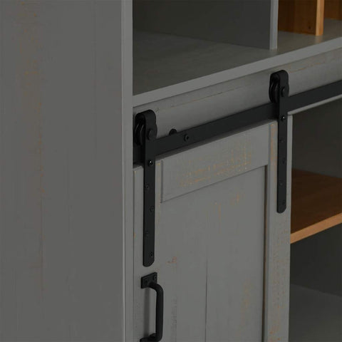 vidaXL Wine Cabinet HALDEN with Wine Racks and Sliding Door Grey Pine