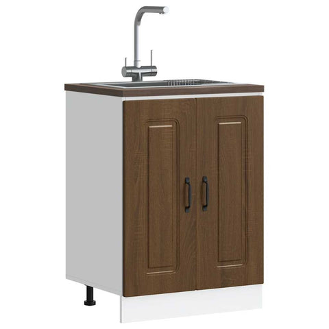vidaXL Sink Base Cabinet Kalmar Brown Oak 60x46x81.5 cm Engineered Wood