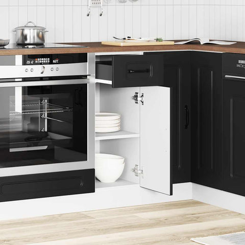 vidaXL Kitchen Base Cabinet Kalmar Black Engineered Wood