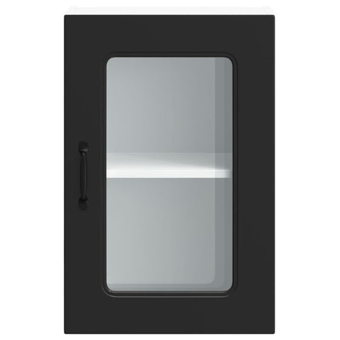vidaXL Kitchen Wall Cabinet with Glass Door Kalmar Black Engineered Wood