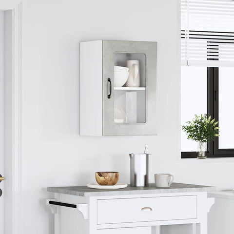 vidaXL Kitchen Wall Cabinet with Glass Door Kalmar Concrete Grey Engineered Wood