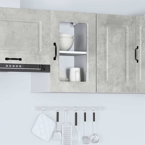 vidaXL Kitchen Wall Cabinet with Glass Door Kalmar Concrete Grey Engineered Wood