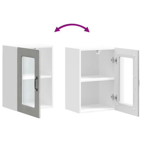 vidaXL Kitchen Wall Cabinet with Glass Door Kalmar Concrete Grey Engineered Wood
