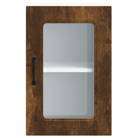 vidaXL Kitchen Wall Cabinet with Glass Door Kalmar Smoked Oak Engineered Wood